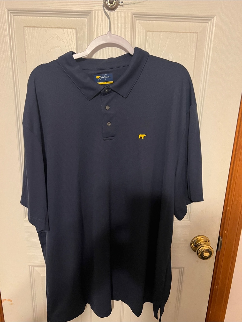 Men's Navy Polo Shirt with Small Yellow Bear Logo
